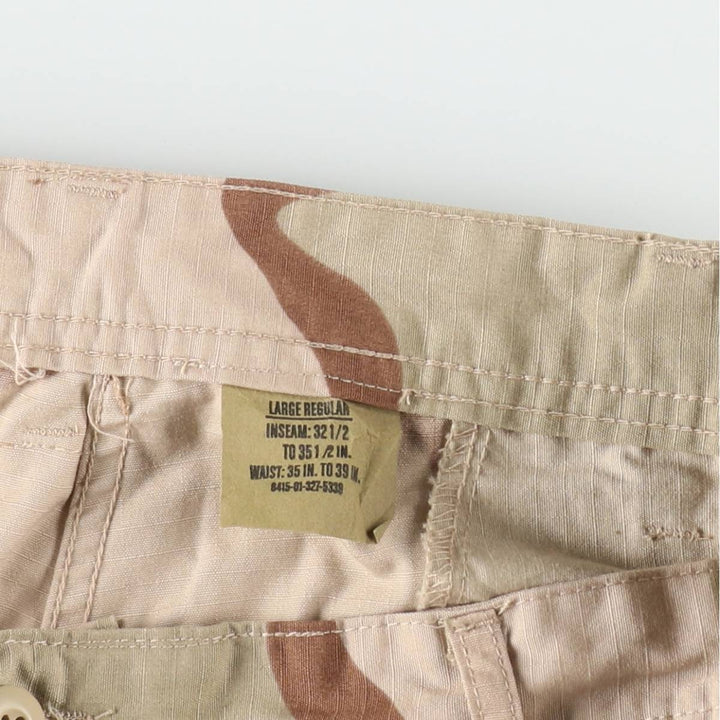 2000'S US Military Issue Camouflage Pattern 3C Desert Camo Ripstop Military Cargo Pants Combat Pants Made in USA Large Regular Nylon Beige type Vintage Second Hand