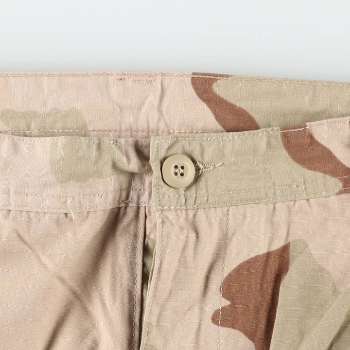 2000'S US Military Issue Camouflage Pattern 3C Desert Camo Ripstop Military Cargo Pants Combat Pants Made in USA Large Regular Nylon Beige type Vintage Second Hand