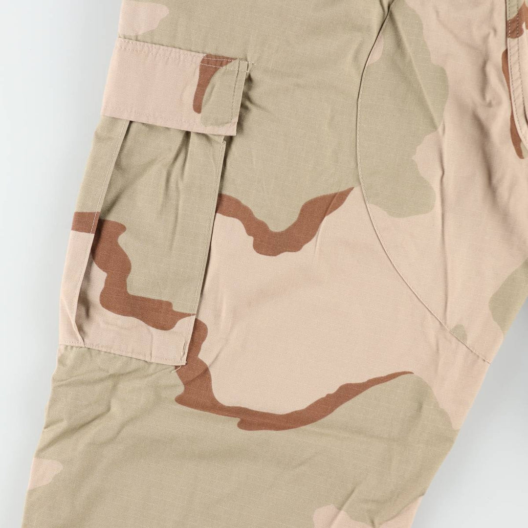 2000'S US Military Issue Camouflage Pattern 3C Desert Camo Ripstop Military Cargo Pants Combat Pants Made in USA Large Regular Nylon Beige type Vintage Second Hand