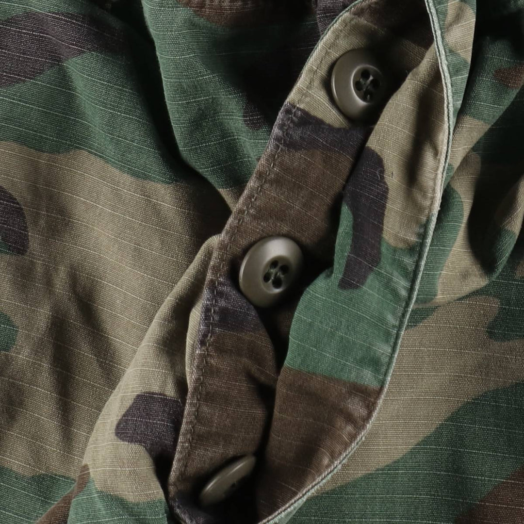 1990'S US Military Issue Camouflage Pattern Woodland Camo Ripstop Military Cargo Pants Combat Pants Made in USA Large-Short cotton Khaki type Vintage Second Hand