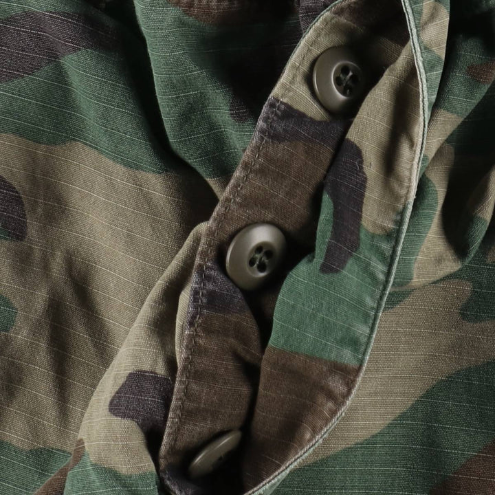 1990'S US Military Issue Camouflage Pattern Woodland Camo Ripstop Military Cargo Pants Combat Pants Made in USA Large-Short cotton Khaki type Vintage Second Hand