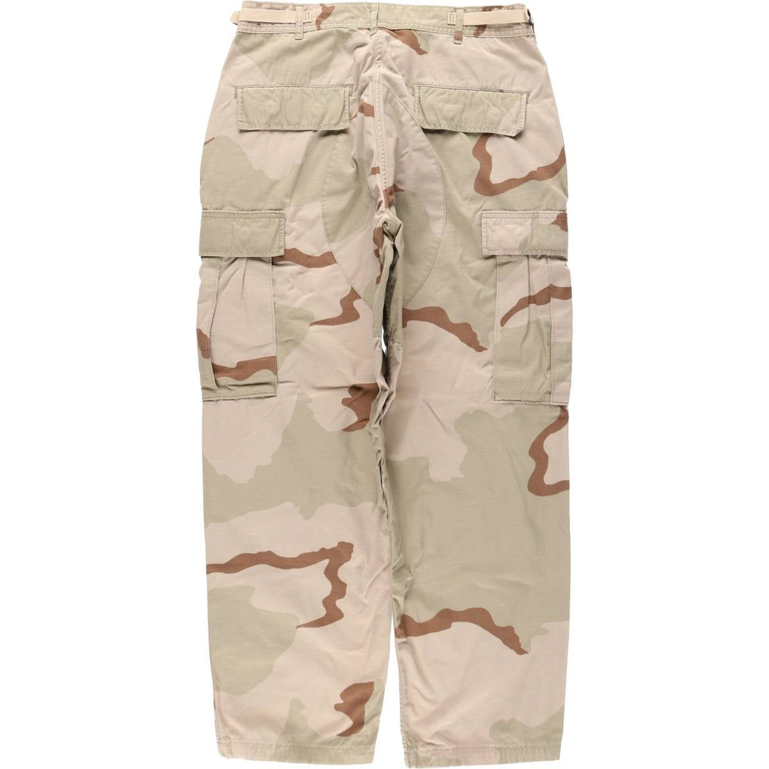 1990'S US Military Issue Camouflage Pattern 3C Desert Camo Ripstop Military Cargo Pants Combat Pants Made in USA MEDIUM-SHORT Nylon Beige type Vintage Second Hand