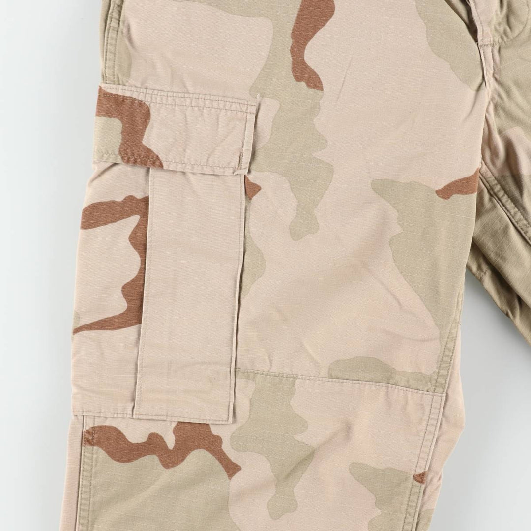 1990'S US Military Issue Camouflage Pattern 3C Desert Camo Ripstop Military Cargo Pants Combat Pants Made in USA MEDIUM-SHORT Nylon Beige type Vintage Second Hand