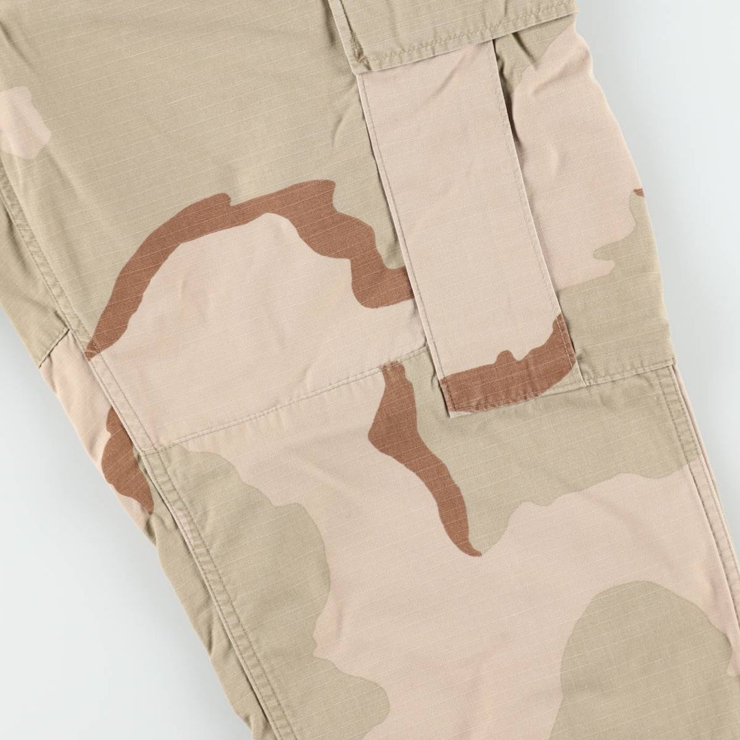 1990'S US Military Issue Camouflage Pattern 3C Desert Camo Ripstop Military Cargo Pants Combat Pants Made in USA MEDIUM-SHORT Nylon Beige type Vintage Second Hand
