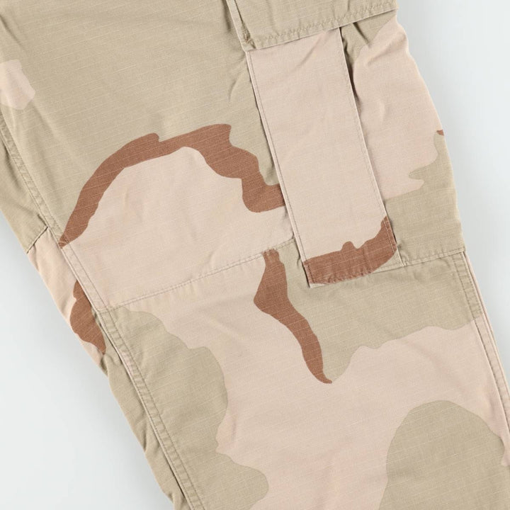 1990'S US Military Issue Camouflage Pattern 3C Desert Camo Ripstop Military Cargo Pants Combat Pants Made in USA MEDIUM-SHORT Nylon Beige type Vintage Second Hand