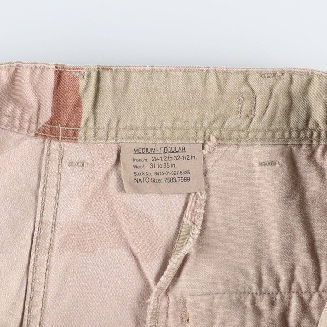 US Military Camouflage Pattern 3C Desert Camo Military Cargo Pants Combat Pants MEDIUM-REGULAR Men's W33 equivalent cotton Beige type Vintage Second Hand