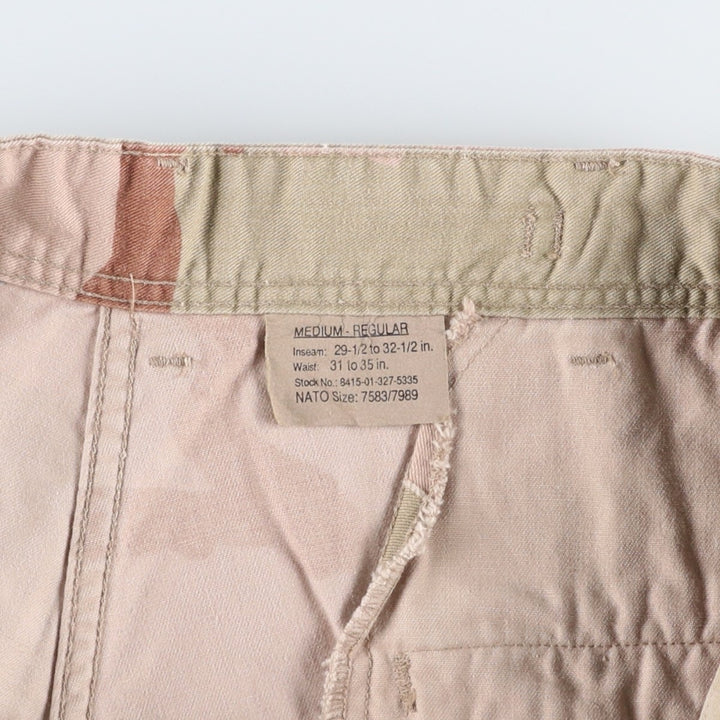 US Military Camouflage Pattern 3C Desert Camo Military Cargo Pants Combat Pants MEDIUM-REGULAR Men's W33 equivalent cotton Beige type Vintage Second Hand