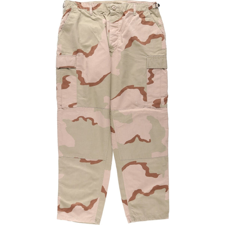 1990'S US Military Issue 3C Desert Camo Ripstop Military Cargo Pants Combat Pants Made in USA Large-Regular Nylon Beige type Vintage Second Hand