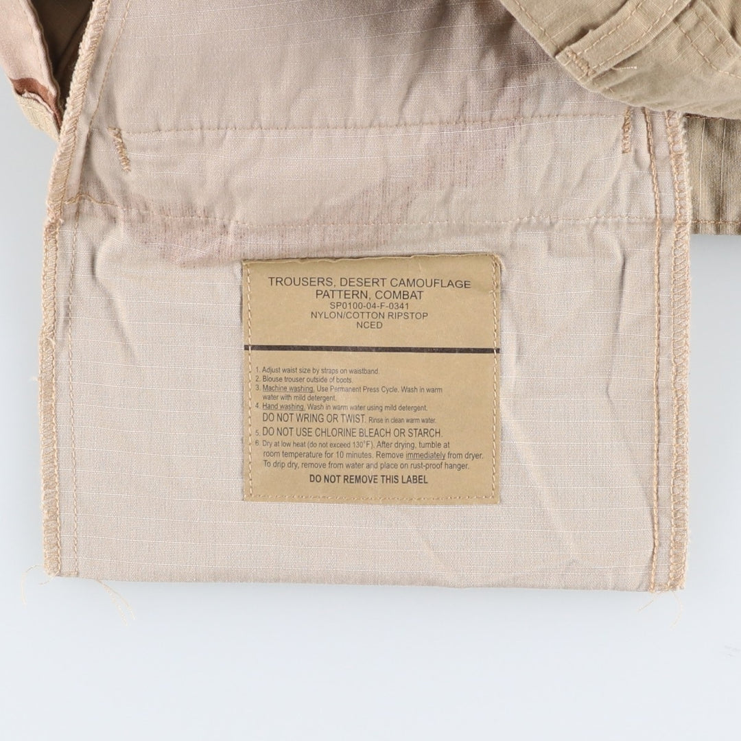 2000'S US Military Issue Camouflage Pattern 3C Desert Camo Ripstop Military Cargo Pants Combat Pants Made in USA Men's W32 (approx.) Nylon Beige type Vintage Second Hand
