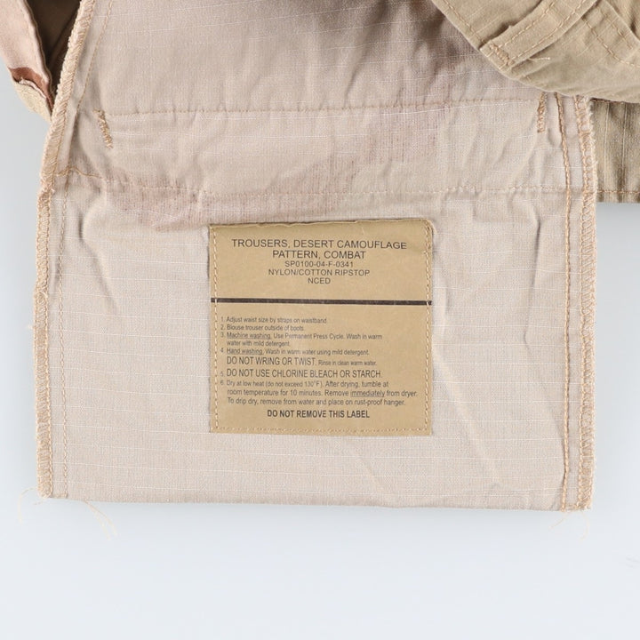 2000'S US Military Issue Camouflage Pattern 3C Desert Camo Ripstop Military Cargo Pants Combat Pants Made in USA Men's W32 (approx.) Nylon Beige type Vintage Second Hand