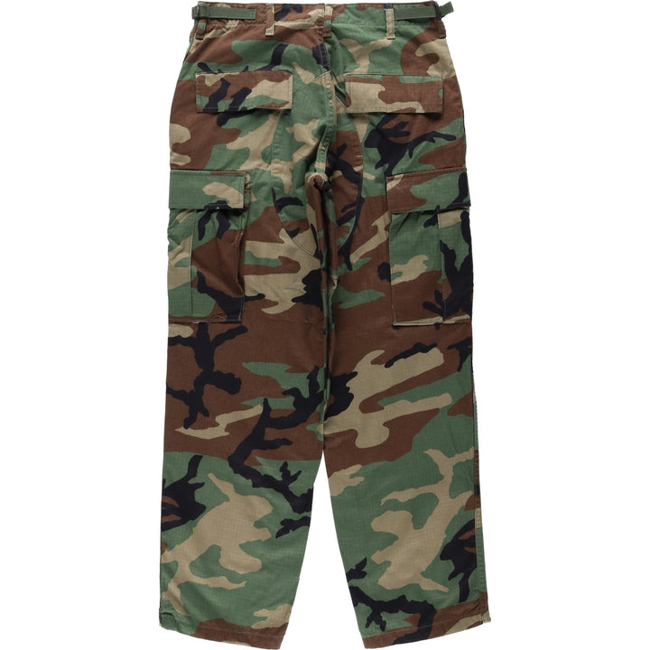 2000'S US Military Issue Camouflage Pattern Woodland Camo Ripstop Military Cargo Pants Combat Pants Made in USA Small-Short cotton Khaki type Vintage Second Hand