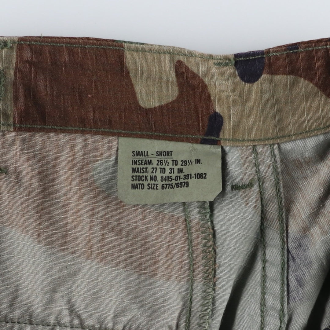2000'S US Military Issue Camouflage Pattern Woodland Camo Ripstop Military Cargo Pants Combat Pants Made in USA Small-Short cotton Khaki type Vintage Second Hand