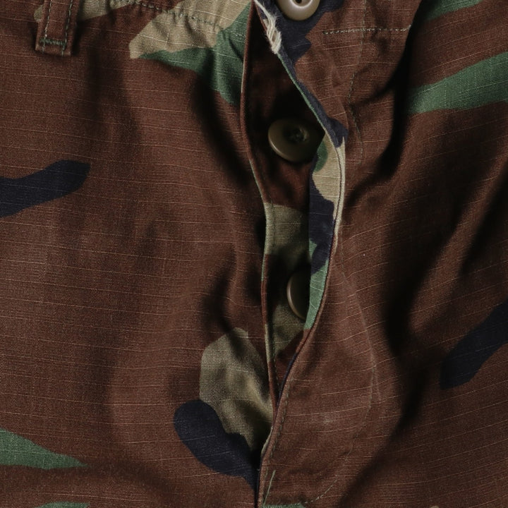 2000'S US Military Issue Camouflage Pattern Woodland Camo Ripstop Military Cargo Pants Combat Pants Made in USA Small-Short cotton Khaki type Vintage Second Hand