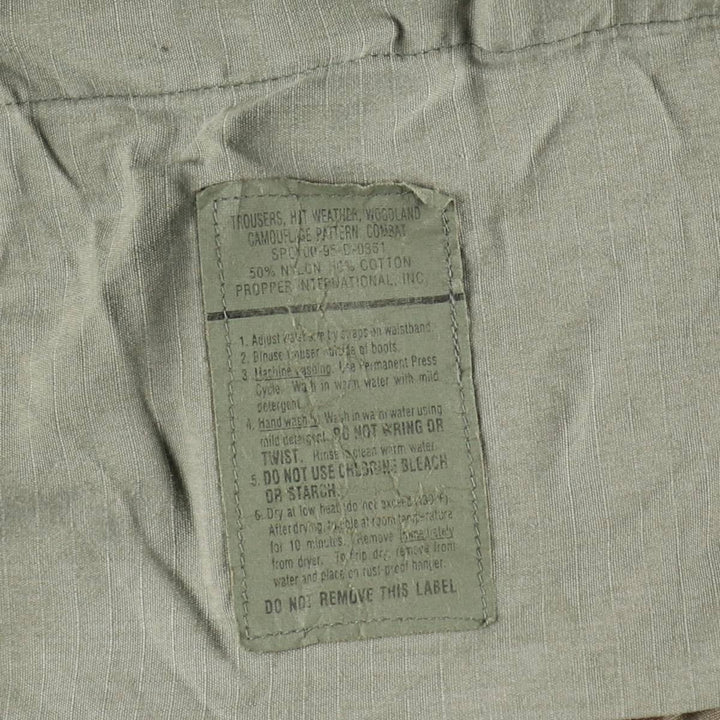 1990'S US Military Issue Camouflage Pattern Woodland Camo Ripstop Military Cargo Pants Combat Pants Made in USA Large-Long Nylon Khaki type Vintage Second Hand