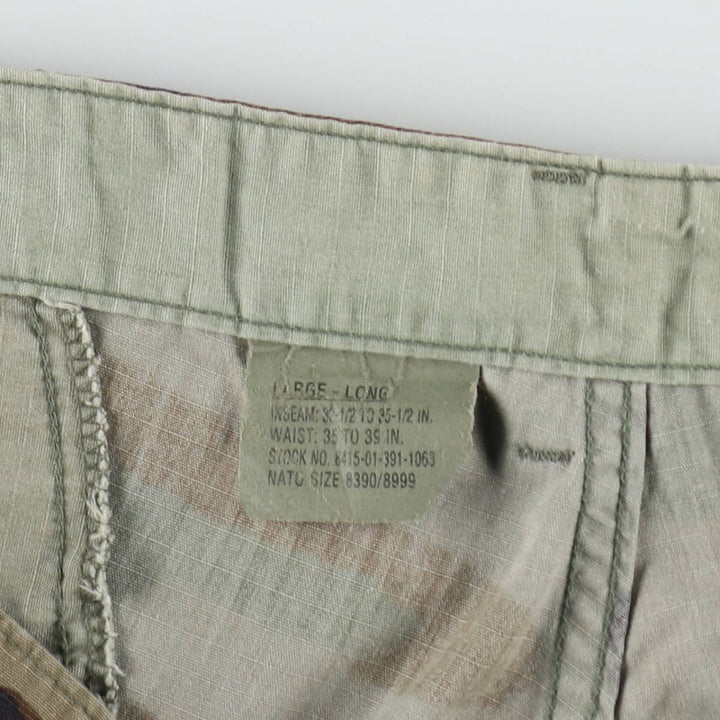 1990'S US Military Issue Camouflage Pattern Woodland Camo Ripstop Military Cargo Pants Combat Pants Made in USA Large-Long Nylon Khaki type Vintage Second Hand