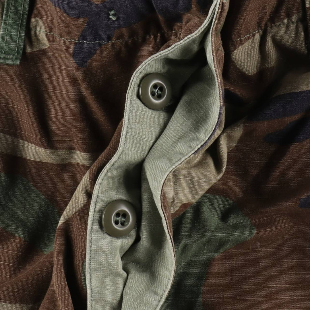 1990'S US Military Issue Camouflage Pattern Woodland Camo Ripstop Military Cargo Pants Combat Pants Made in USA Large-Long Nylon Khaki type Vintage Second Hand