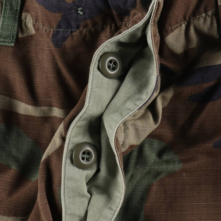1990'S US Military Issue Camouflage Pattern Woodland Camo Ripstop Military Cargo Pants Combat Pants Made in USA Large-Long Nylon Khaki type Vintage Second Hand