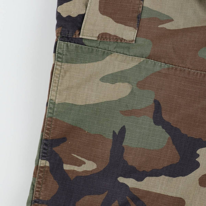 1990'S US Military Issue Camouflage Pattern Woodland Camo Ripstop Military Cargo Pants Combat Pants Made in USA Large-Long Nylon Khaki type Vintage Second Hand
