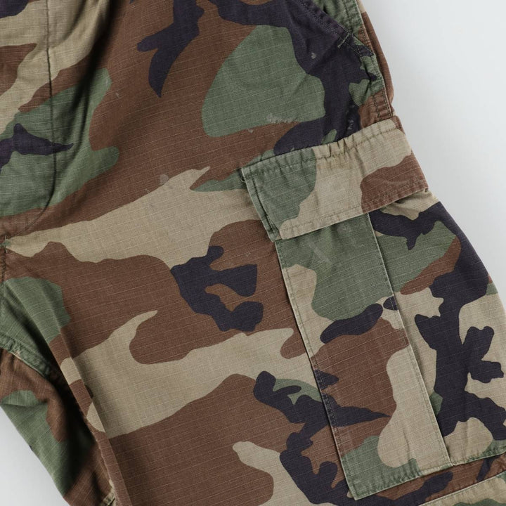 1990'S US Military Issue Camouflage Pattern Woodland Camo Ripstop Military Cargo Pants Combat Pants Made in USA Large-Long Nylon Khaki type Vintage Second Hand