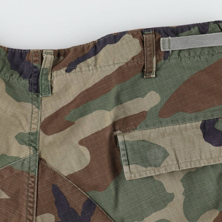 1990'S US Military Issue Camouflage Pattern Woodland Camo Ripstop Military Cargo Pants Combat Pants Made in USA Large-Long Nylon Khaki type Vintage Second Hand