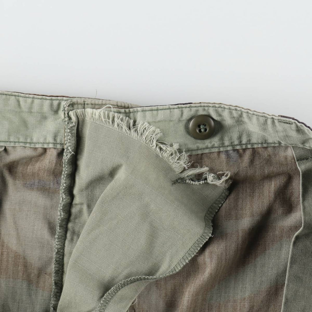 1990'S US Military Issue Camouflage Pattern Woodland Camo Ripstop Military Cargo Pants Combat Pants Made in USA Large-Long Nylon Khaki type Vintage Second Hand