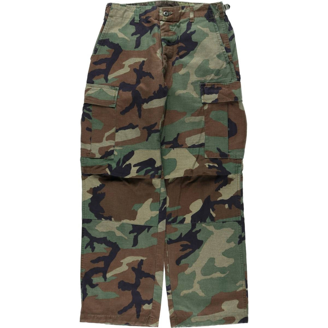 Civilian-made camouflage pattern woodland camo military cargo pants/combat pants, made in USA, men's size W30 equivalent, vintage. unclear Khaki type Vintage Second Hand