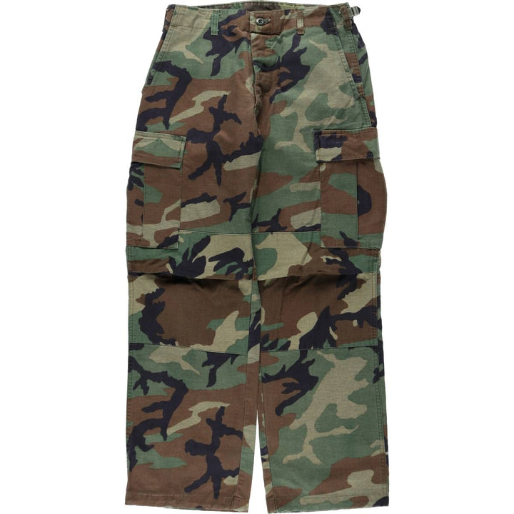 Civilian-made camouflage pattern woodland camo military cargo pants/combat pants, made in USA, men's size W30 equivalent, vintage. unclear Khaki type Vintage Second Hand