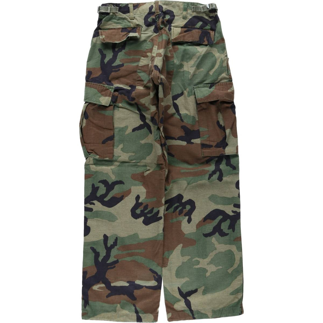 Civilian-made camouflage pattern woodland camo military cargo pants/combat pants, made in USA, men's size W30 equivalent, vintage. unclear Khaki type Vintage Second Hand