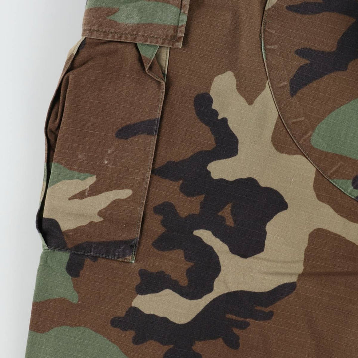 90'S US Military Woodland Camo Ripstop Military Cargo Pants, Combat Pants, Made in USA, Size Medium-Regular Nylon Khaki type Vintage Second Hand
