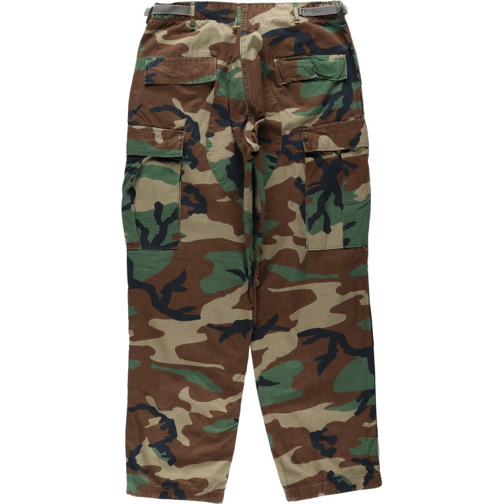 1980'S US Military Issue Woodland Camo Ripstop Military Cargo Pants Combat Pants Made in USA MEDIUM-REGULAR cotton Khaki type Vintage Second Hand