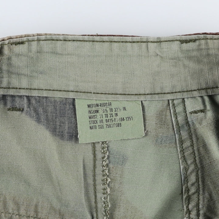1980'S US Military Issue Woodland Camo Ripstop Military Cargo Pants Combat Pants Made in USA MEDIUM-REGULAR cotton Khaki type Vintage Second Hand