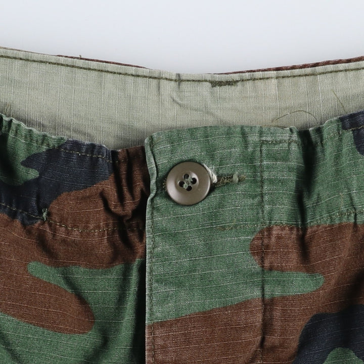 1980'S US Military Issue Woodland Camo Ripstop Military Cargo Pants Combat Pants Made in USA MEDIUM-REGULAR cotton Khaki type Vintage Second Hand