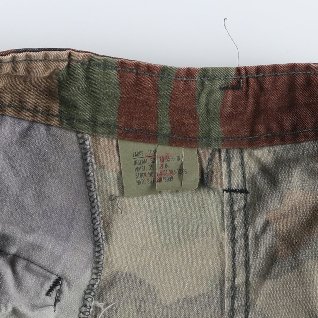 Civilian-made ATLANCO camouflage pattern woodland camo military cargo pants combat pants, made in USA, men's size W38 equivalent. cotton Khaki type Vintage Second Hand