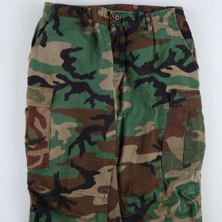 Civilian-made ATLANCO camouflage pattern woodland camo military cargo pants combat pants, made in USA, men's size W38 equivalent. cotton Khaki type Vintage Second Hand