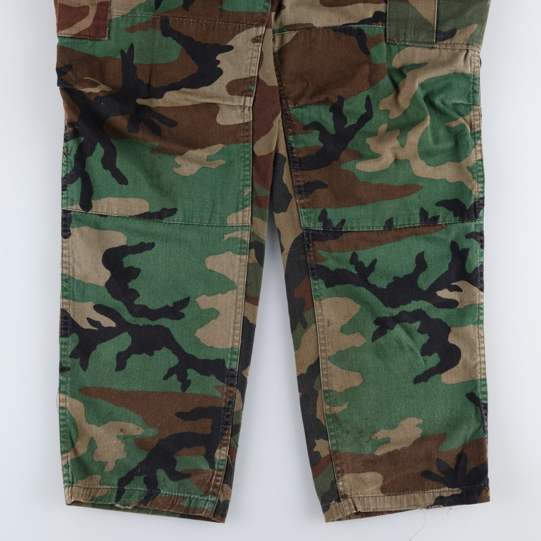 Civilian-made ATLANCO camouflage pattern woodland camo military cargo pants combat pants, made in USA, men's size W38 equivalent. cotton Khaki type Vintage Second Hand