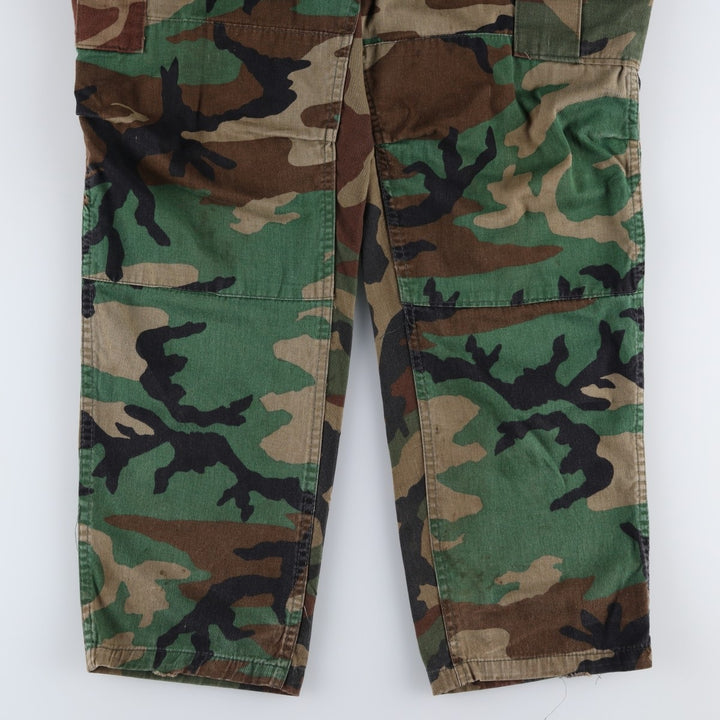 Civilian-made ATLANCO camouflage pattern woodland camo military cargo pants combat pants, made in USA, men's size W38 equivalent. cotton Khaki type Vintage Second Hand