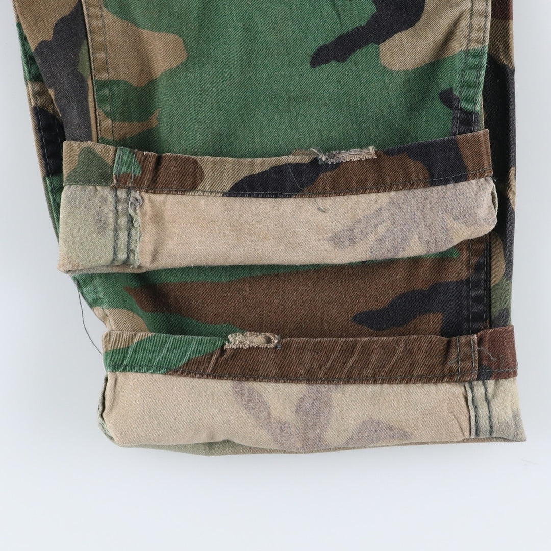 Civilian-made ATLANCO camouflage pattern woodland camo military cargo pants combat pants, made in USA, men's size W38 equivalent. cotton Khaki type Vintage Second Hand