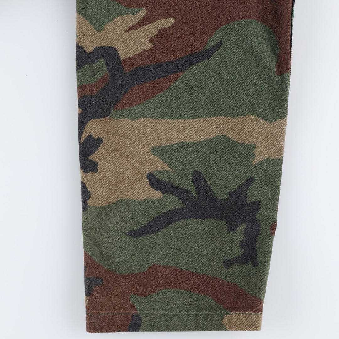 Civilian-made ATLANCO camouflage pattern woodland camo military cargo pants combat pants, made in USA, men's size W38 equivalent. cotton Khaki type Vintage Second Hand