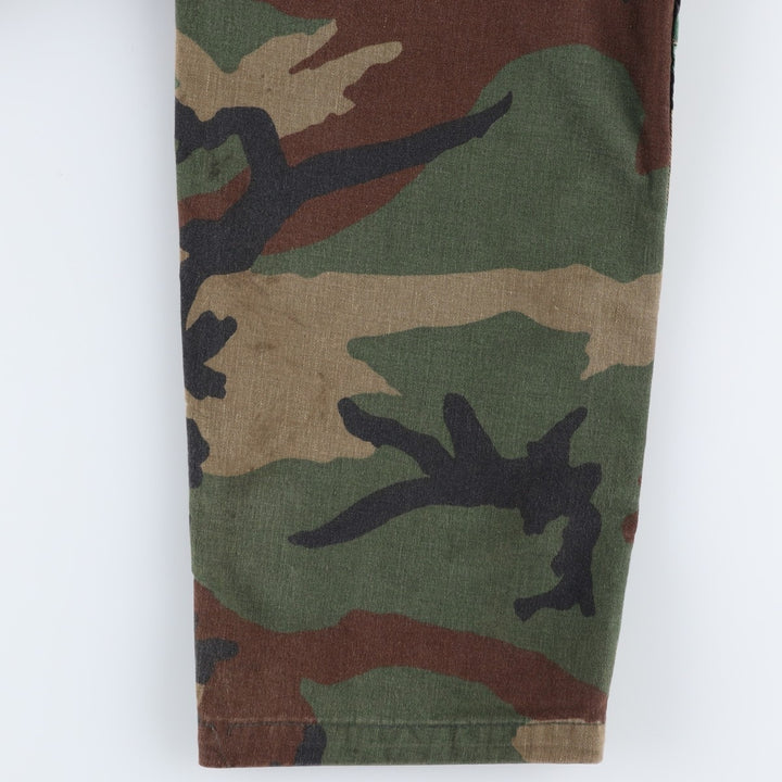 Civilian-made ATLANCO camouflage pattern woodland camo military cargo pants combat pants, made in USA, men's size W38 equivalent. cotton Khaki type Vintage Second Hand