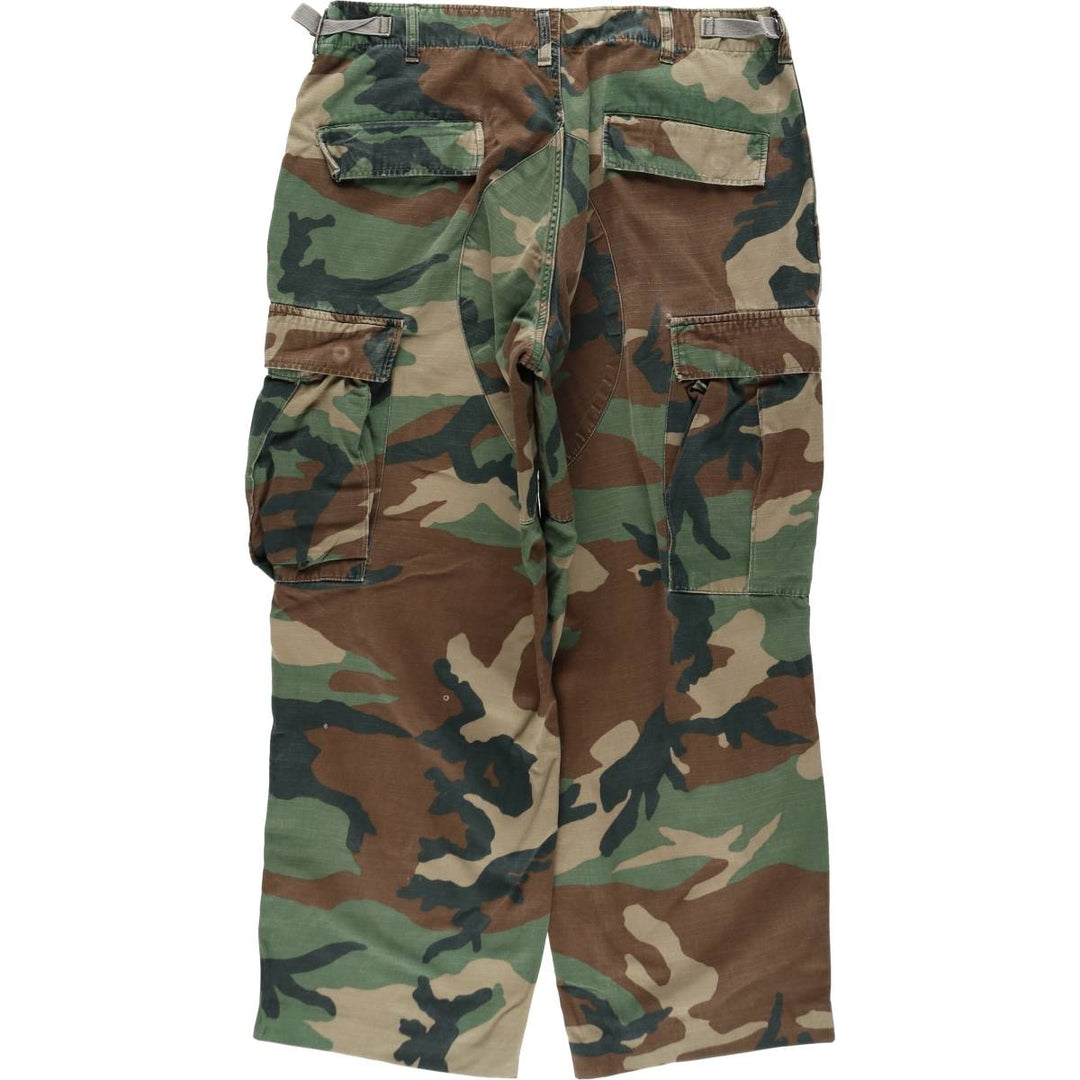 1980'S US Military Issue Woodland Camo Ripstop Military Cargo Pants Combat Pants Made in USA Men's W34 (approx.) cotton Khaki type Vintage Second Hand
