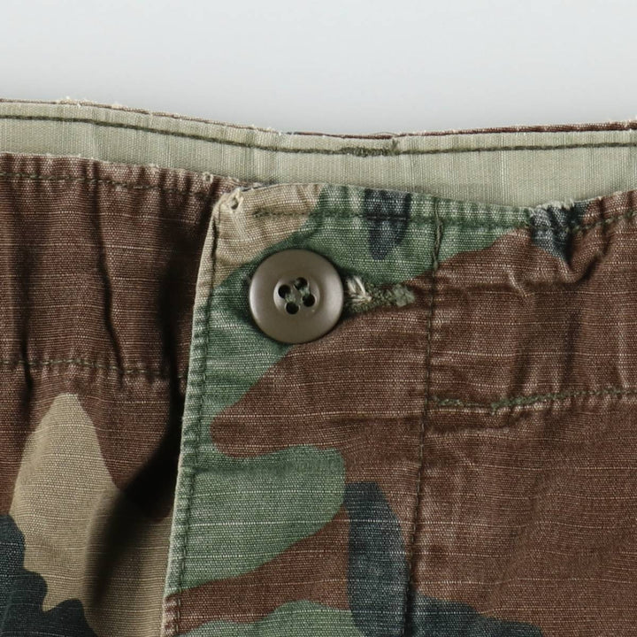 1980'S US Military Issue Woodland Camo Ripstop Military Cargo Pants Combat Pants Made in USA Men's W34 (approx.) cotton Khaki type Vintage Second Hand