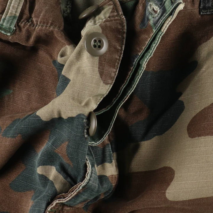 1980'S US Military Issue Woodland Camo Ripstop Military Cargo Pants Combat Pants Made in USA Men's W34 (approx.) cotton Khaki type Vintage Second Hand