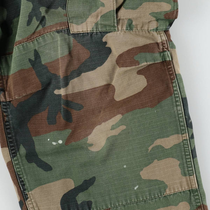 1980'S US Military Issue Woodland Camo Ripstop Military Cargo Pants Combat Pants Made in USA Men's W34 (approx.) cotton Khaki type Vintage Second Hand