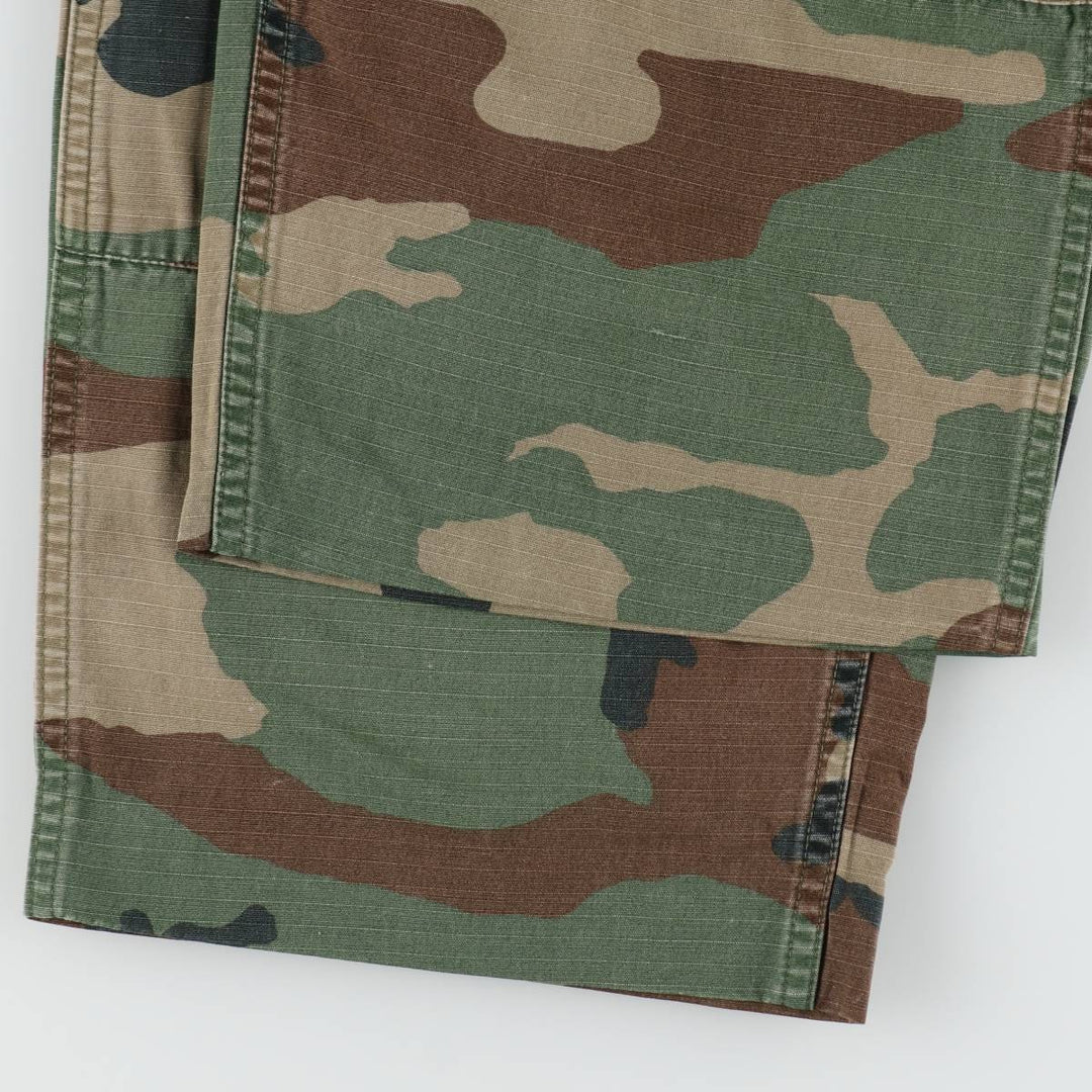 1980'S US Military Issue Woodland Camo Ripstop Military Cargo Pants Combat Pants Made in USA Men's W34 (approx.) cotton Khaki type Vintage Second Hand