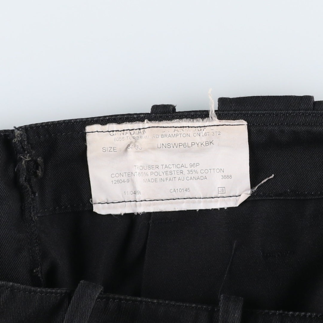 1990'S Civilian Military Cargo Pants/Combat Pants, Made in Canada, Size 34 polyester black type Vintage Second Hand