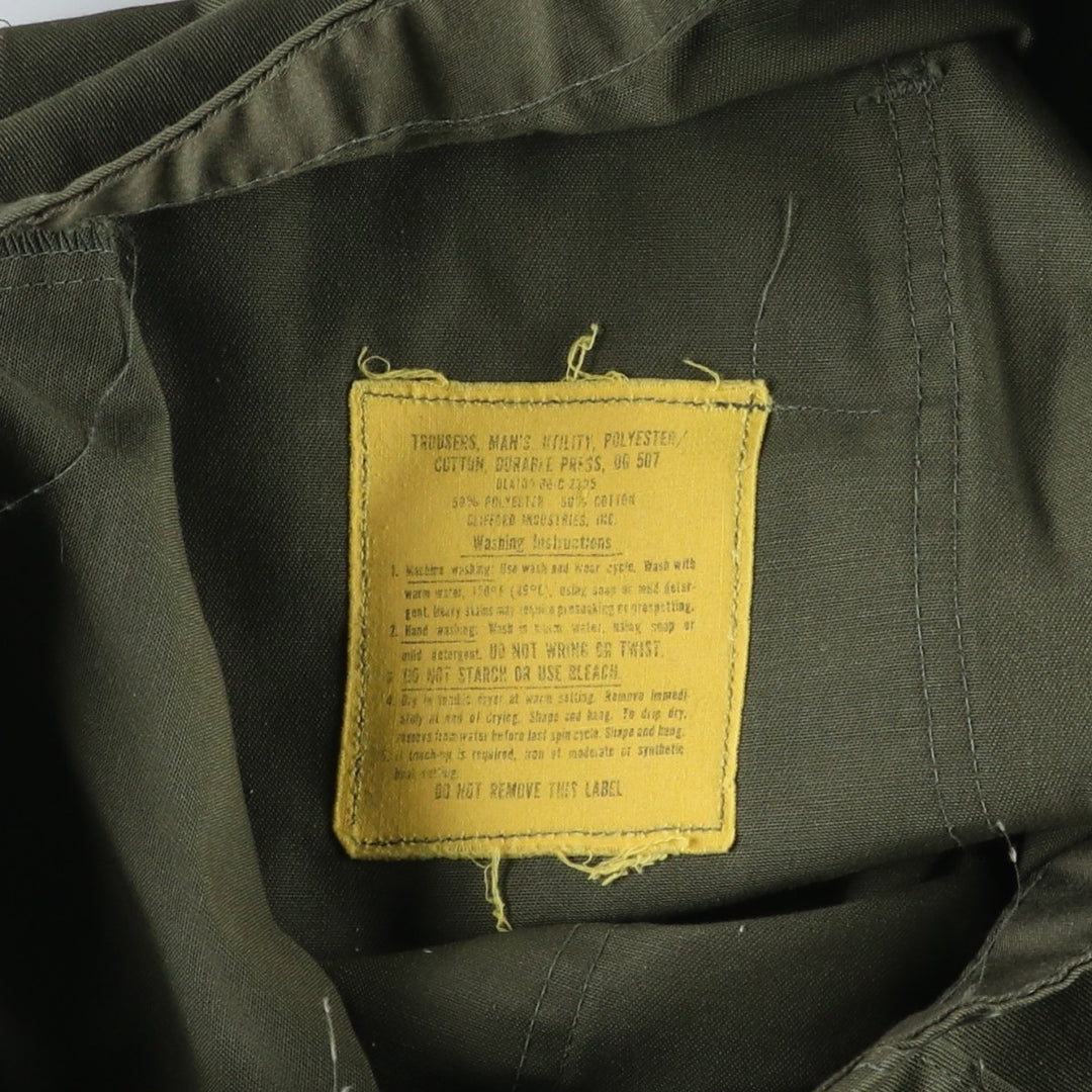 1980'S US Military Issue Baker Pants, Men's Size W31 (approx.), Vintage polyester Khaki type Vintage Second Hand