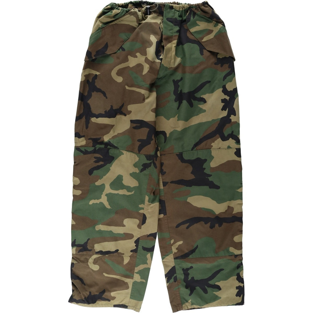 2000'S US Military Issue Camouflage Pattern Woodland Camo Military Gore-Tex Pants Made in USA Large-Regular (Men's Size L equivalent) Nylon Khaki type Vintage Second Hand
