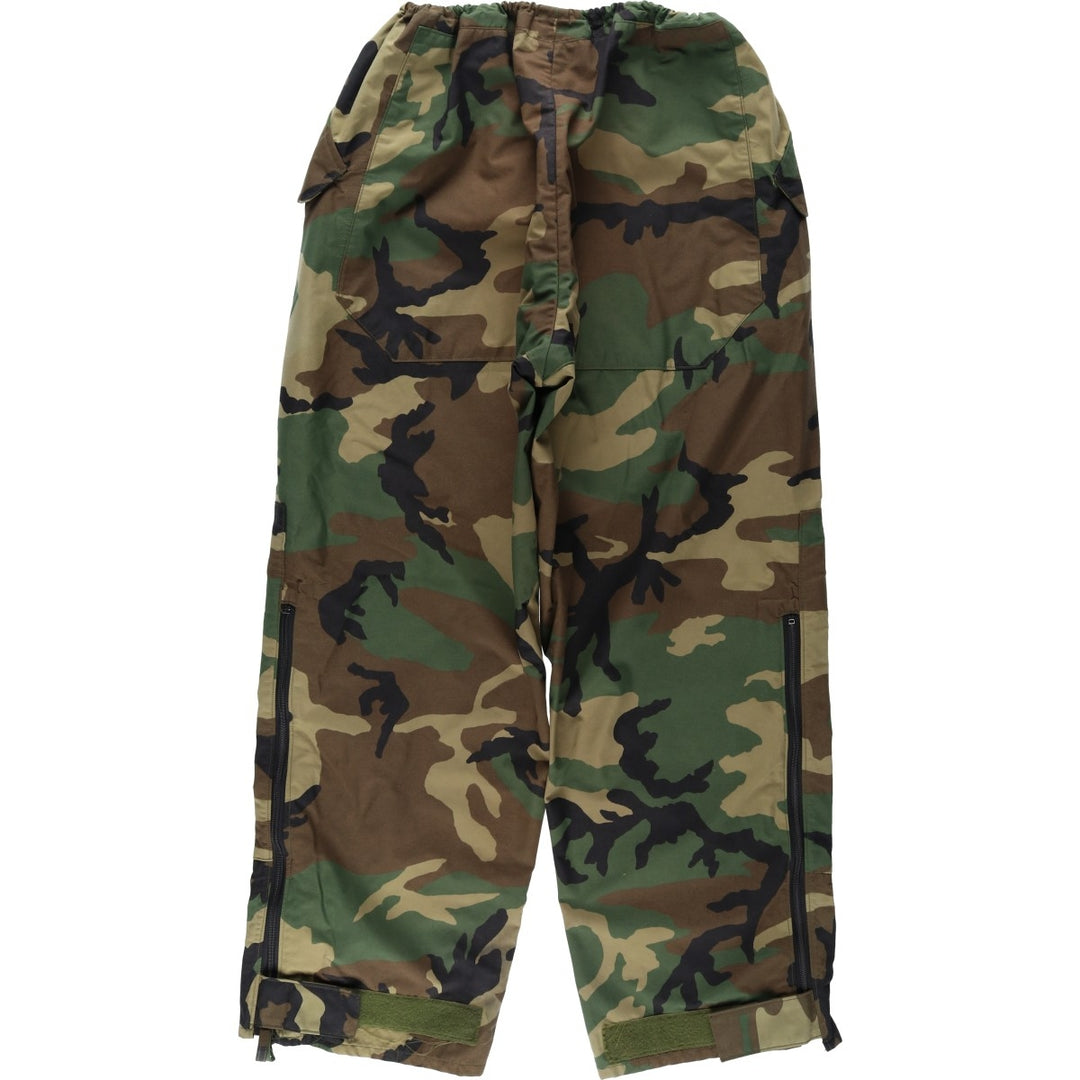 2000'S US Military Issue Camouflage Pattern Woodland Camo Military Gore-Tex Pants Made in USA Large-Regular (Men's Size L equivalent) Nylon Khaki type Vintage Second Hand