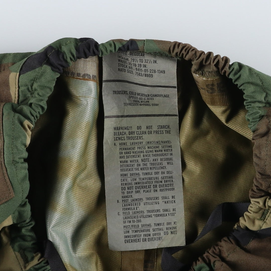 2000'S US Military Issue Camouflage Pattern Woodland Camo Military Gore-Tex Pants Made in USA Large-Regular (Men's Size L equivalent) Nylon Khaki type Vintage Second Hand