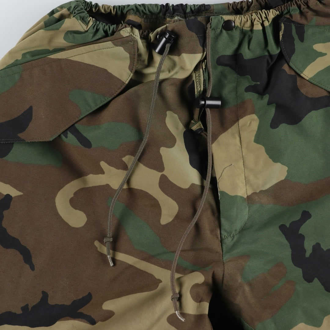 2000'S US Military Issue Camouflage Pattern Woodland Camo Military Gore-Tex Pants Made in USA Large-Regular (Men's Size L equivalent) Nylon Khaki type Vintage Second Hand
